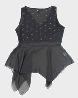 Y2k 00s Net Girl Sequin Asymmetric Hem Top - M
