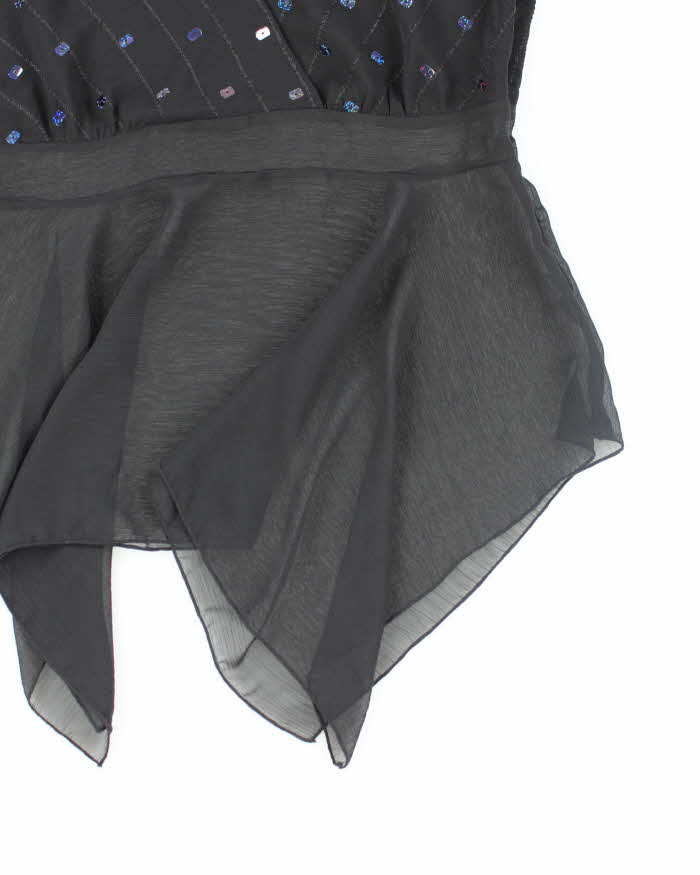 Y2k 00s Net Girl Sequin Asymmetric Hem Top - M