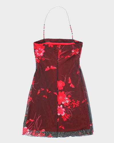 Y2k 00s Seduction Floral Halter Top - S