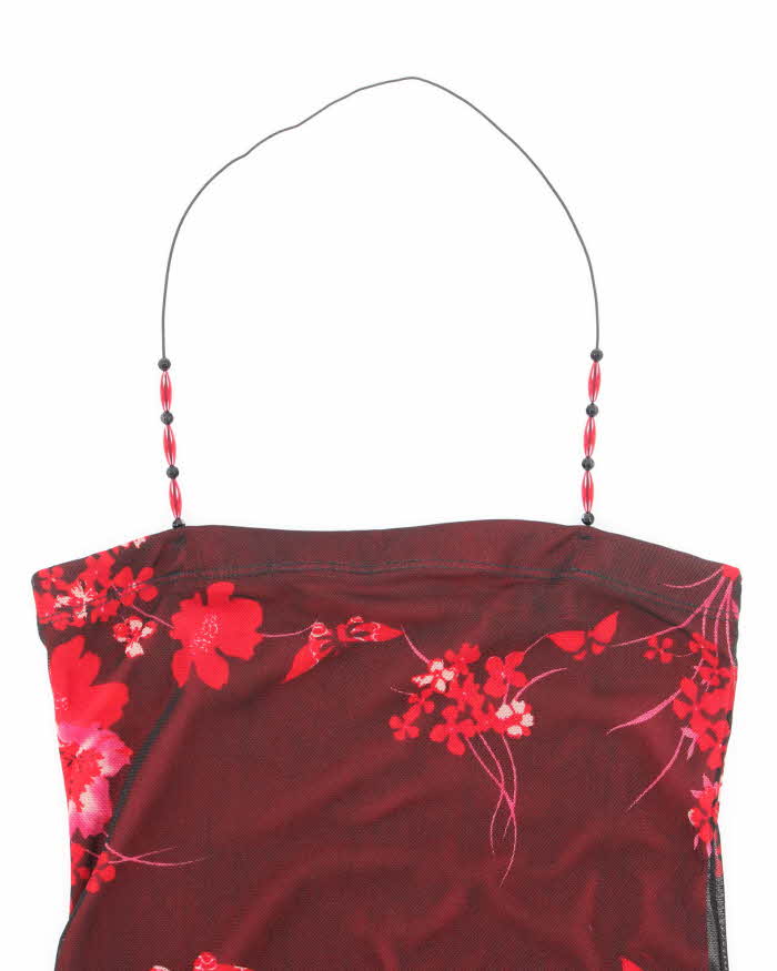 Y2k 00s Seduction Floral Halter Top - S