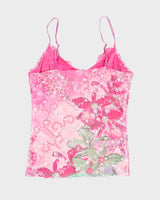 Y2k 00s Venus USA Pink Sequin Floral Cami - S