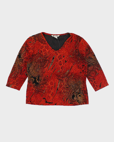 Vintage 90s Nygard Pattern V-neck Top - L