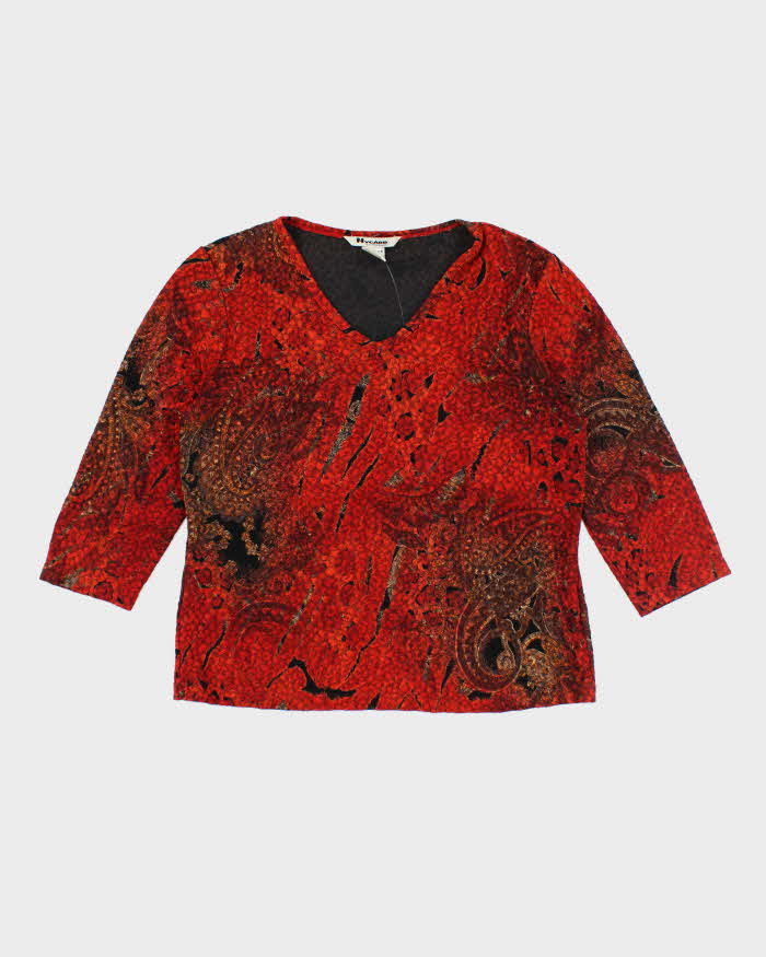 Vintage 90s Nygard Pattern V-neck Top - L