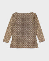 Y2k 00s Brown Sparkly Mesh Top - M