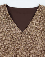 Y2k 00s Brown Sparkly Mesh Top - M