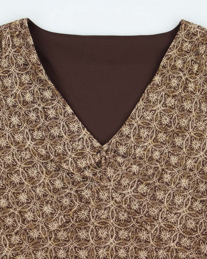 Y2k 00s Brown Sparkly Mesh Top - M