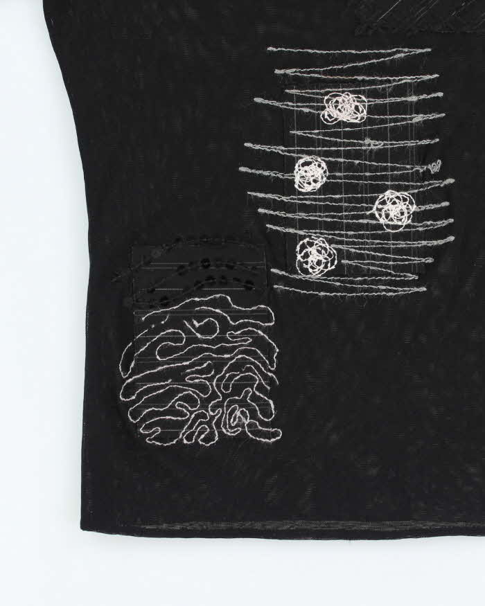 Vintage 90s Sequin Patchwork Mesh Top - S