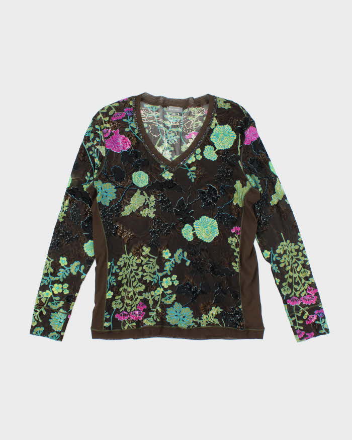 Vintage 90s Marc Aurel Floral Mesh Top - M