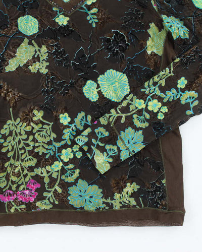 Vintage 90s Marc Aurel Floral Mesh Top - M