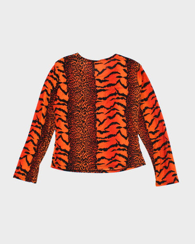 Y2k 00s Orange Animal Print Top - M