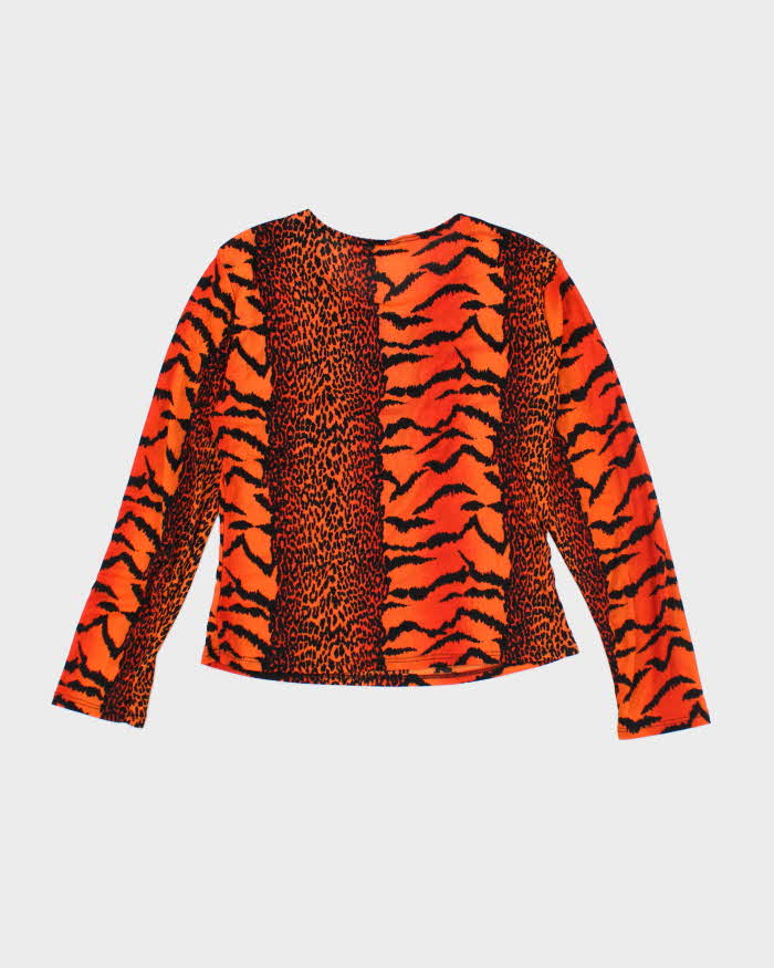 Y2k 00s Orange Animal Print Top - M