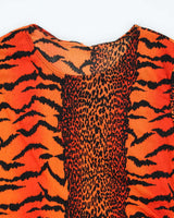 Y2k 00s Orange Animal Print Top - M