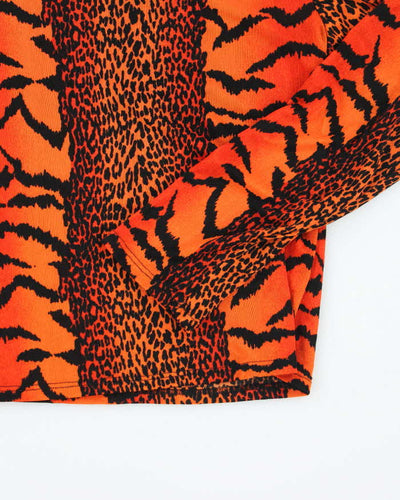 Y2k 00s Orange Animal Print Top - M