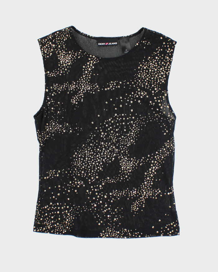 Y2k 00s DKNY Mesh Glitter Top - M