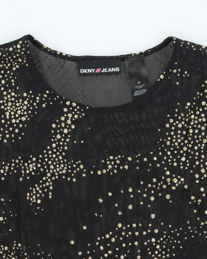 Y2k 00s DKNY Mesh Glitter Top - M