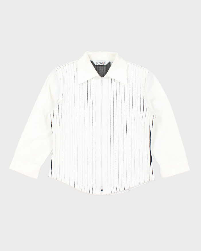 Vintage 90s White Zip-Up Shirt - S