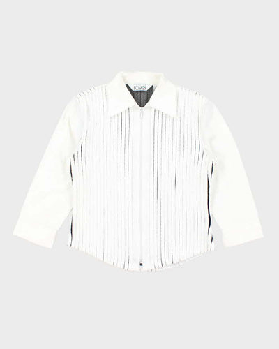 Vintage 90s White Zip-Up Shirt - S