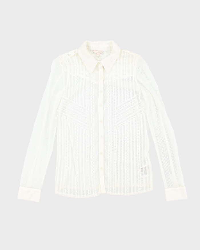 Y2k 00s Guess White Mesh Blouse - S