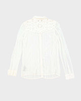 Y2k 00s Guess White Mesh Blouse - S