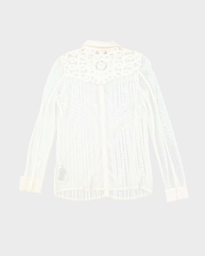 Y2k 00s Guess White Mesh Blouse - S