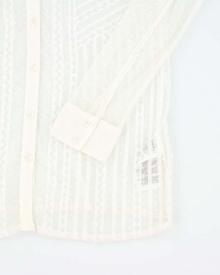 Y2k 00s Guess White Mesh Blouse - S