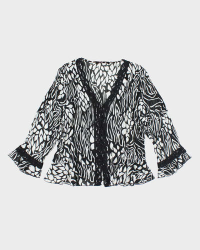 Y2k 00s Violet & Claire Pattern Mesh Blouse - XL