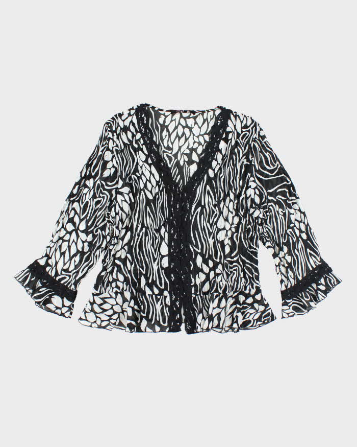 Y2k 00s Violet & Claire Pattern Mesh Blouse - XL