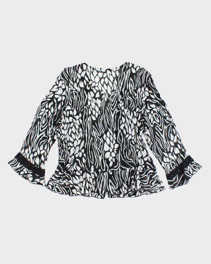 Y2k 00s Violet & Claire Pattern Mesh Blouse - XL
