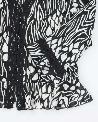 Y2k 00s Violet & Claire Pattern Mesh Blouse - XL