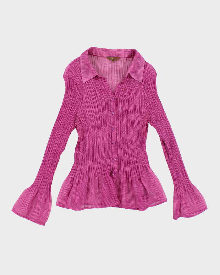 Y2k 00s Jessica Pattern Mesh Blouse - L