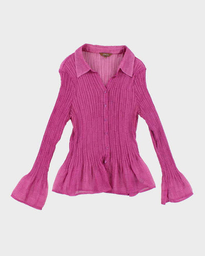 Y2k 00s Jessica Pattern Mesh Blouse - L