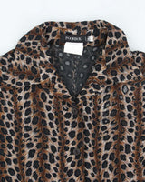 Y2k 00s Poorboy Leopard Print Mesh Blouse - M