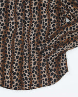 Y2k 00s Poorboy Leopard Print Mesh Blouse - M