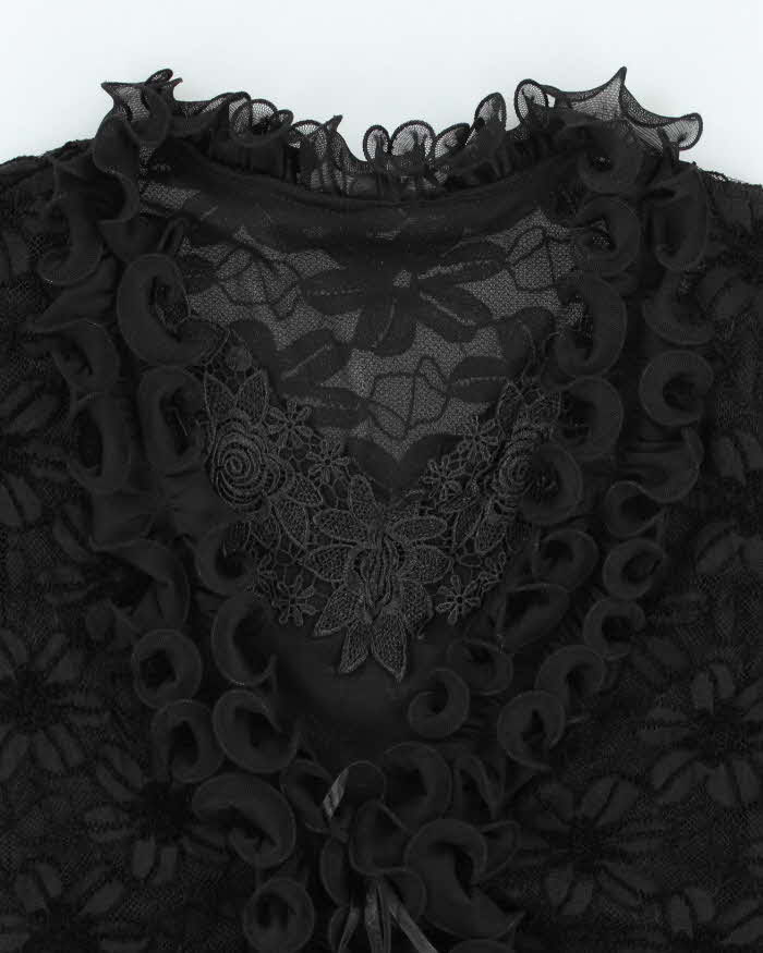 Vintage 90s Cami &amp; Lace Long Sleeve Ruffle Blouse - M