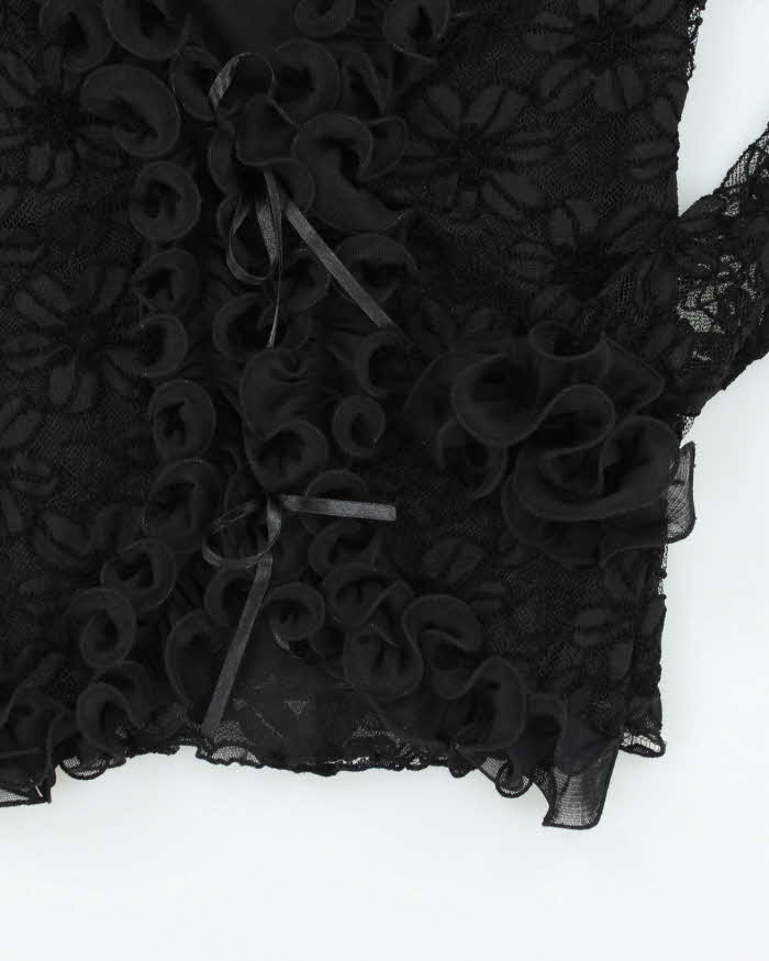 Vintage 90s Cami & Lace Long Sleeve Ruffle Blouse - M