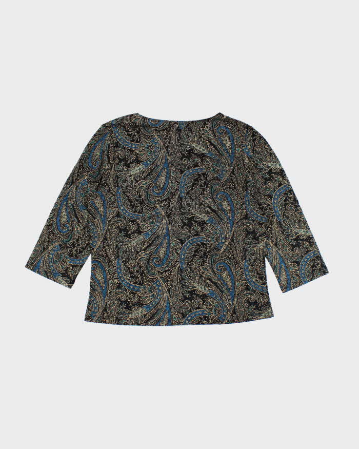 Vintage 90s Brittany Black Paisley Pattern Top - L