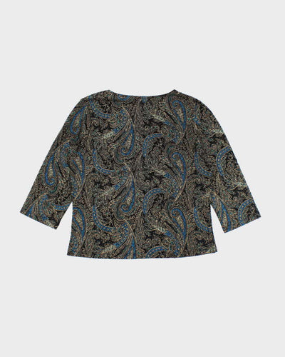 Vintage 90s Brittany Black Paisley Pattern Top - L