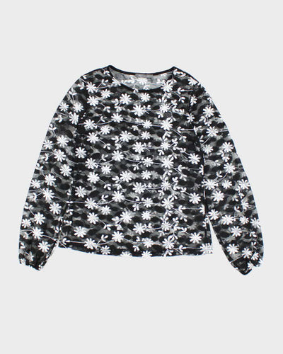 Y2k 00s Suzy Shier Mesh Floral Top - M