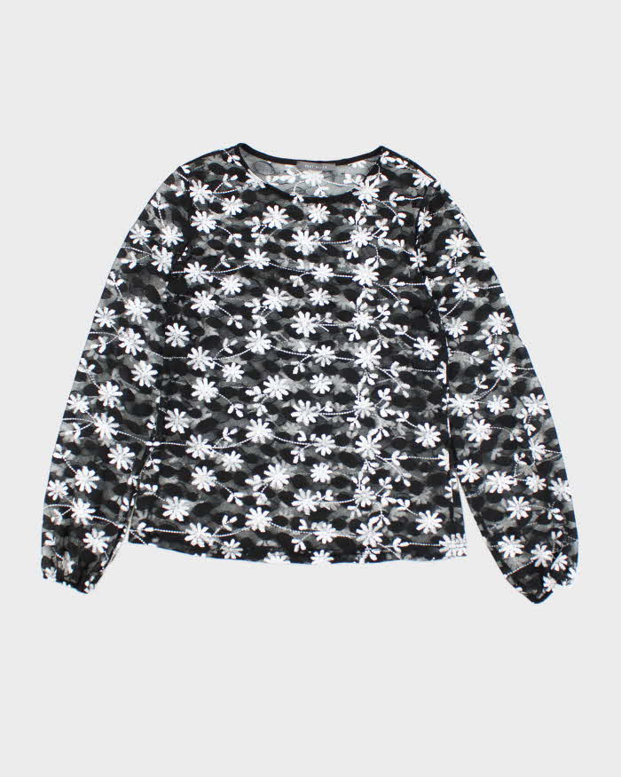 Y2k 00s Suzy Shier Mesh Floral Top - M
