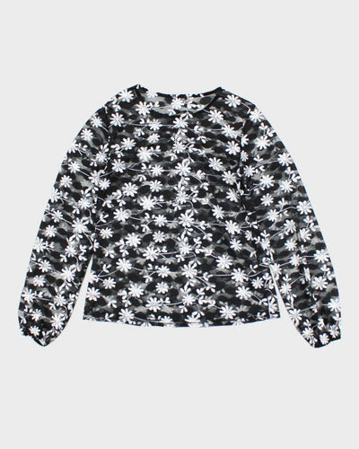 Y2k 00s Suzy Shier Mesh Floral Top - M