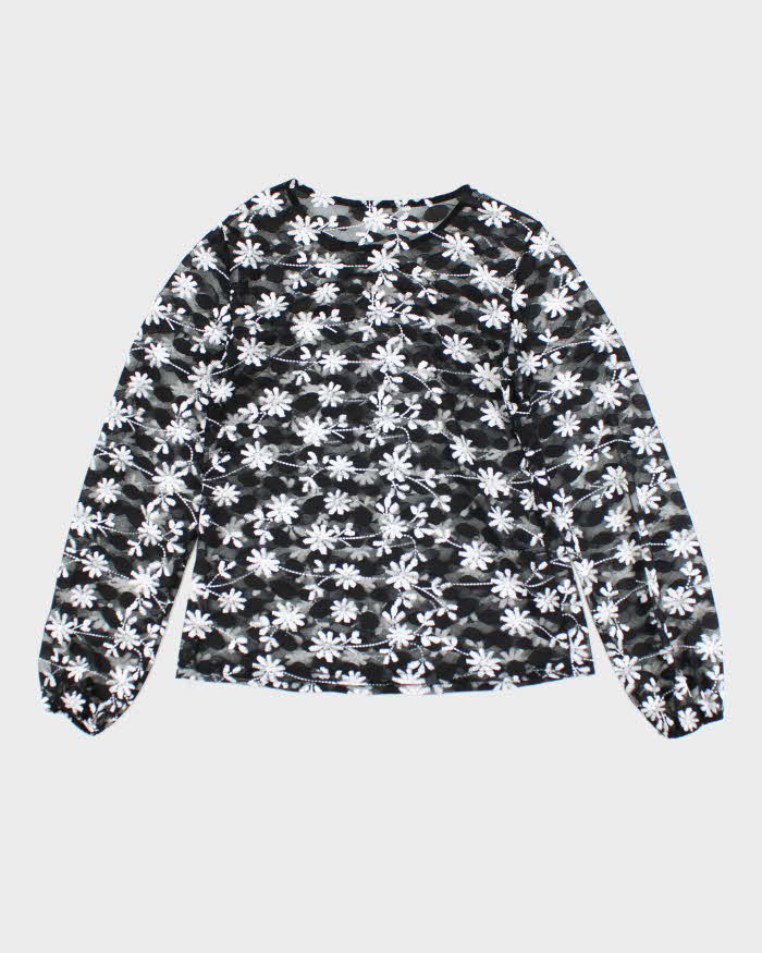 Y2k 00s Suzy Shier Mesh Floral Top - M