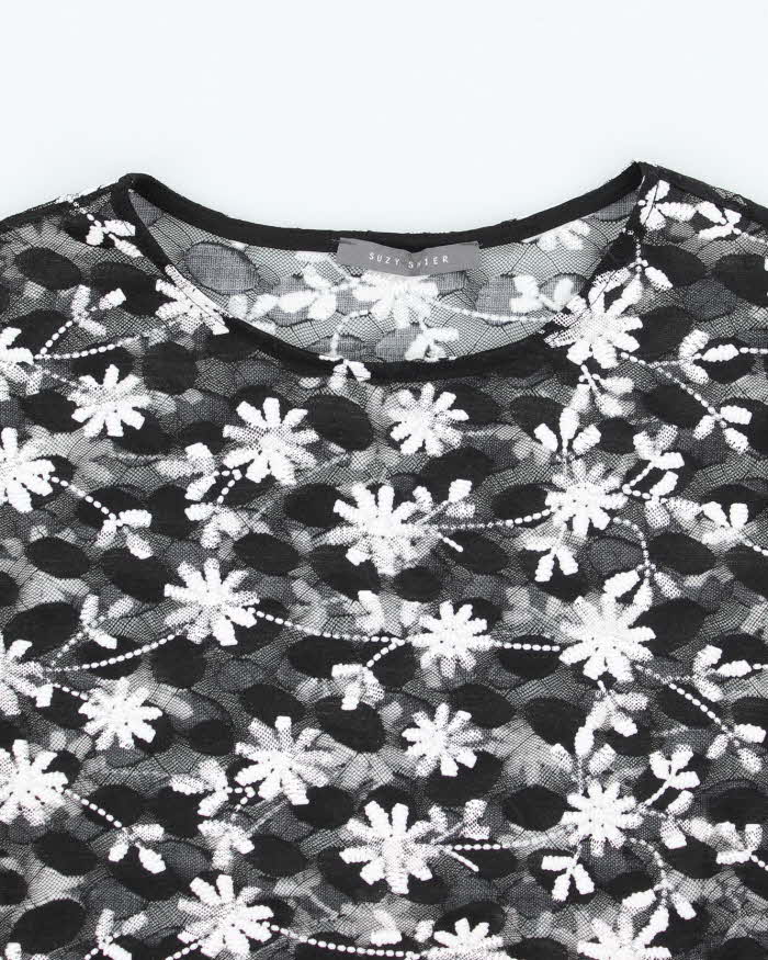 Y2k 00s Suzy Shier Mesh Floral Top - M