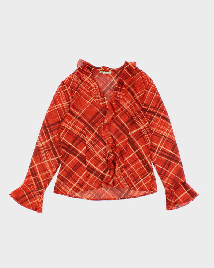 Vintage 90s A. Wear Ruffle Mesh Blouse - M