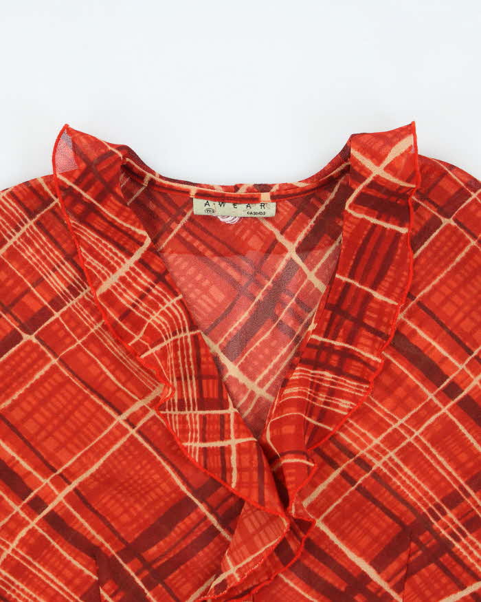 Vintage 90s A. Wear Ruffle Mesh Blouse - M