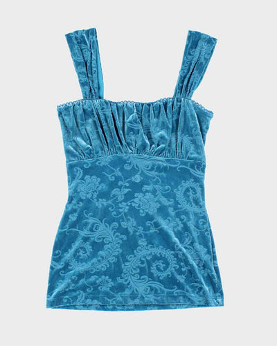 Y2k 00s Le Chateau Blue Velvet Cami - XXS