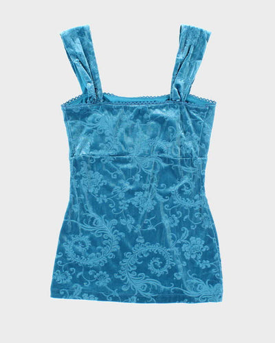 Y2k 00s Le Chateau Blue Velvet Cami - XXS