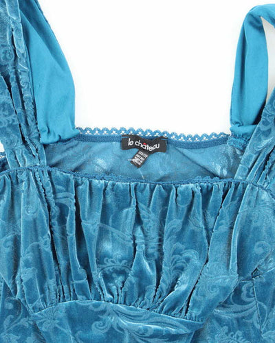 Y2k 00s Le Chateau Blue Velvet Cami - XXS