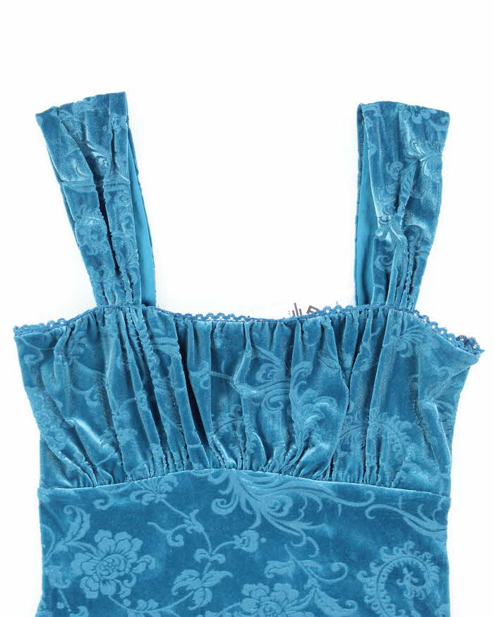 Y2k 00s Le Chateau Blue Velvet Cami - XXS