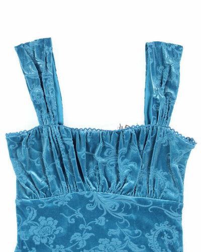Y2k 00s Le Chateau Blue Velvet Cami - XXS
