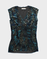 Y2k 00s Ricki's Velvet Animal Print Top - M